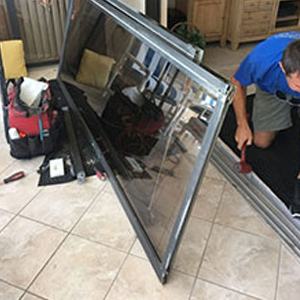 sliding glass door frame repair French Valley